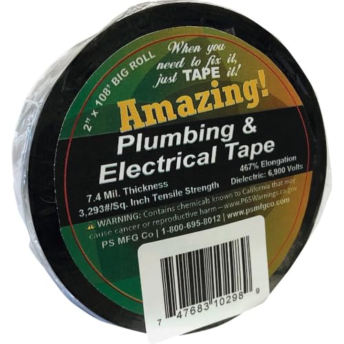 Image of ATP24 Plumbing Black Plastic Electrical Tape 2 inch x 108'