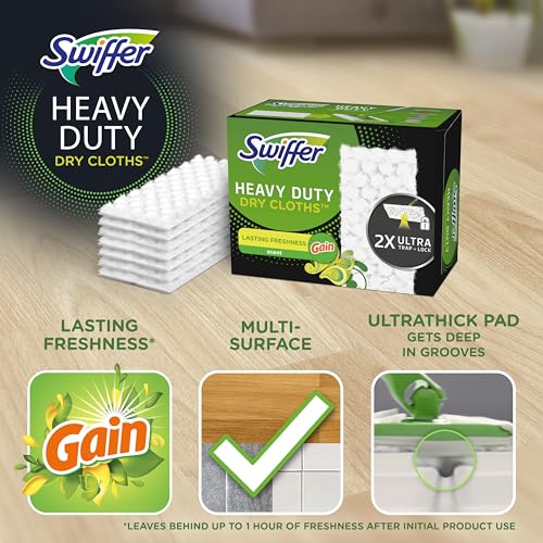 Swiffer Sweep + Mop, Dry Pads Refill, Floor Cleaner for Dirt, Dust, Hair, Cleaning Cloths for Mopping Home, Bathroom, Kitchen, All Purpose Multi-Surface Floor Wipes, Heavy Duty, Gain, 40ct - image 2
