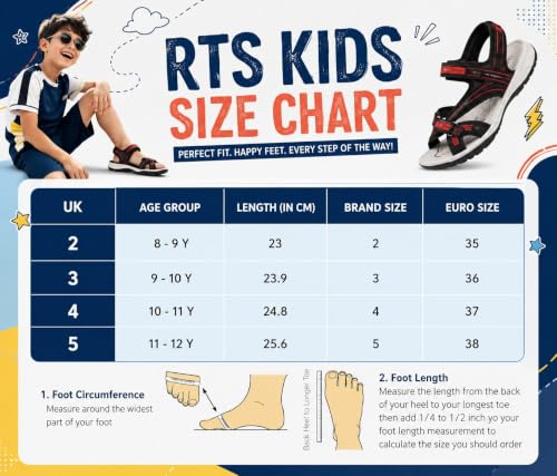 Image of RTS Boys Sports Sandals | Lightweight Adjustable Outdoor Sandals for Boys | Soft Cushioned Footbed | Anti-Skid Durable Sole | Comfortable Velcro Walking Sandals for Daily Wear, School, Travel & Play