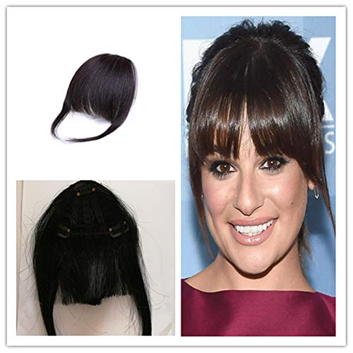 Clip in Bangs Hair Extensions Dark Brown,Hand-tied Natural Looking Human Hair Clip On Bangs Human Hair Fringe Hair pieces For women