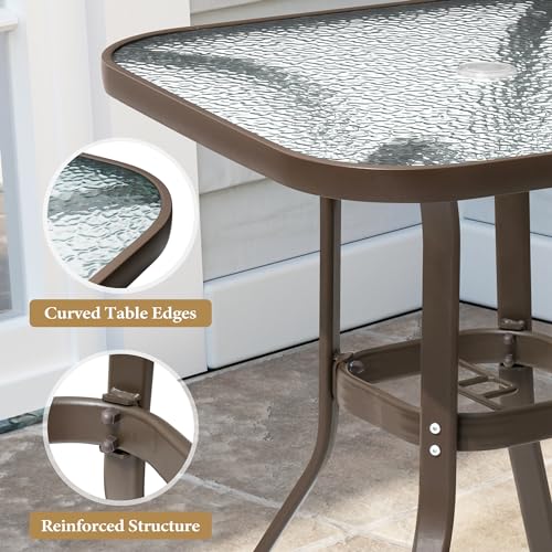 Crestlive-Products-Outdoor-Bar-Table-with-Umbrella-Hole-Patio-Dining-Bistro-Table-with-Aluminum-Frame-Tempered-Glass-Top-Outside-Banquet-Furniture-for-Garden-Pool-Deck-Lawn-Brown Crestlive Products Outdoor Bar Table with Umbrella Hole Patio Dining Bistro Table with Aluminum Frame Tempered Glass Top Outside Banquet Furniture for Garden Pool Deck Lawn Brown