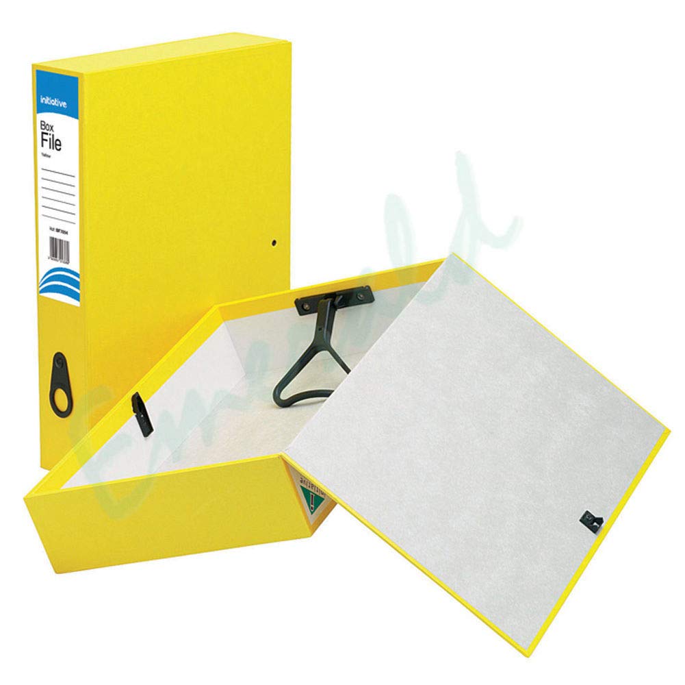 [Pack of 3] Foolscap Lock Spring Box Files 70mm Document A4 Paper Storage Folder(3X Yellow, Foolscap)