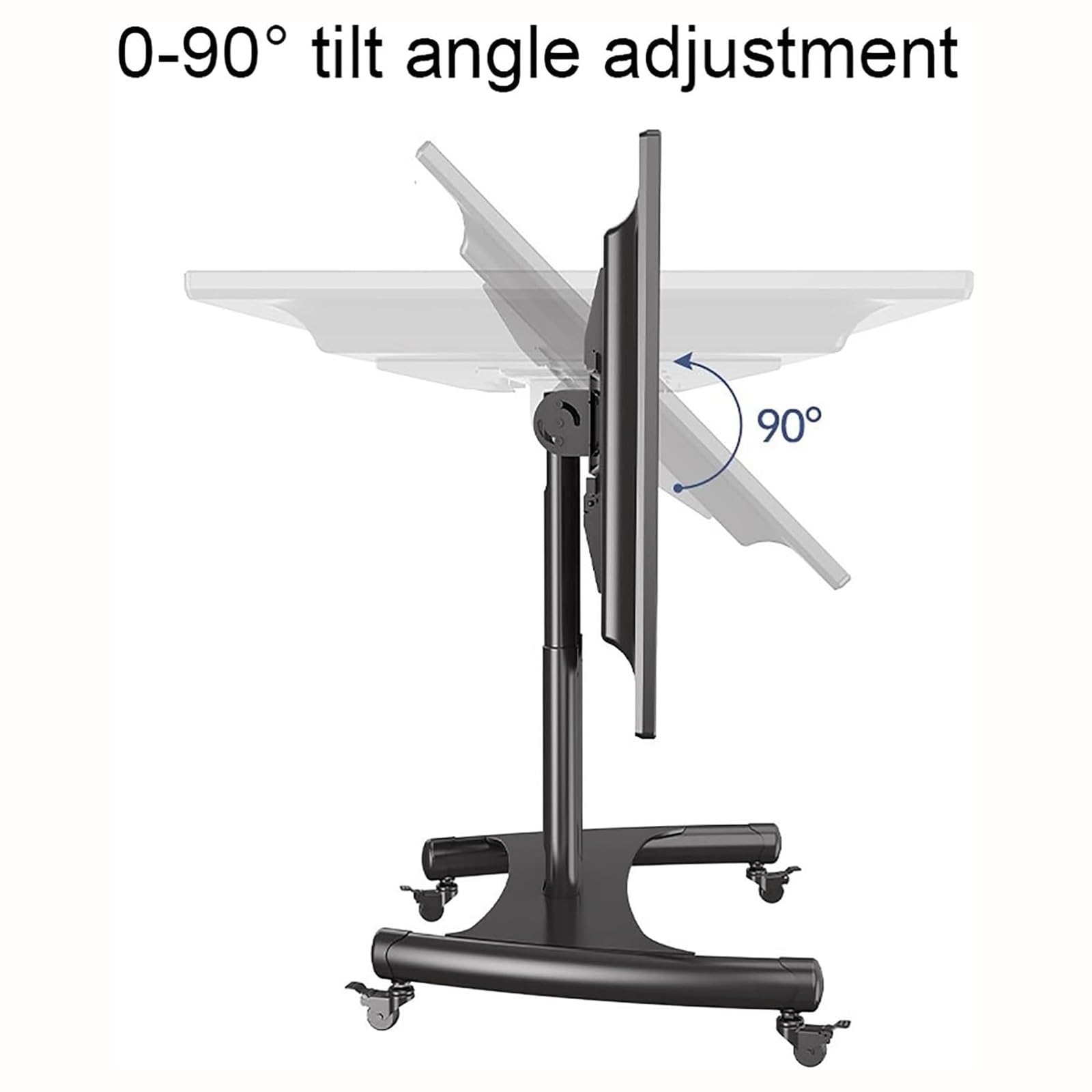 Support de Sol pour téléviseur LCD - Chariot TV à roulettes, Hauteur réglable, Facile à déplacer, Compatible avec Les téléviseurs de 32 à 70 Pouces, Angle de réglag,