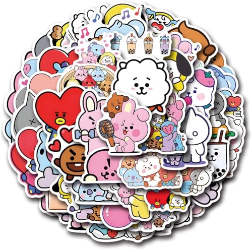 55Pcs Cartoon Stickers for Kids Cool Cartoon Vinyl Waterproof BT Stickers for Laptop Bumper Skateboard Water Bottles Computer Phone Sticker for Teens Adult (TS)