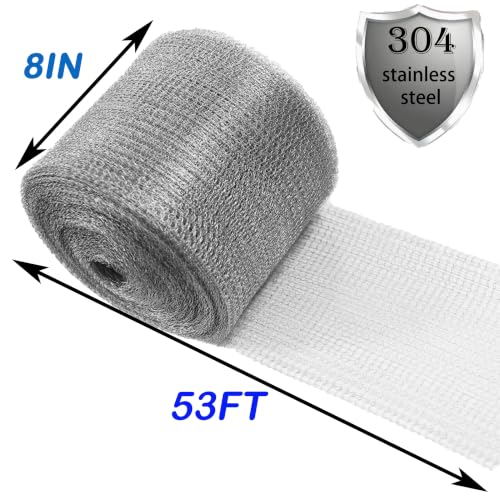 Image of Wire Mesh for Mice Control 8 in X 53Ft,Hole Fill Fabric, Weep Holes Covers, Upgraded Stainless Steel Wire Mesh Roll, Flexible Stretchy Meshs Fabric for Garden House and DIY, Rodent Barrier