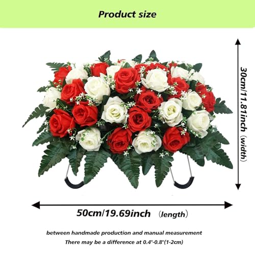 Tombstone Flower Saddle - UV-Resistant Artificial Rose Outdoor Grave Decor | Gravestone Saddle Arrangements - for Mother's Day Father's Day Outdoor Display image 8
