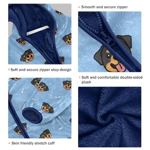 Rottweiler Dog Toddler Fleece Jacket Baby Boys Hooded Zipper Long Sleeve Thick Warm Outerwear 3-10 Years3