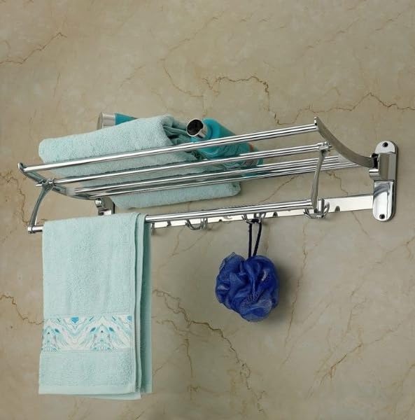 Image of Ruhe Square Foldable Towel Rack | Premium Grade Stainless Steel Square Foldable Towel Rack /Towel Holder /Towel Stand /Accessories for Bathroom and Kitchen | (24 Inches)