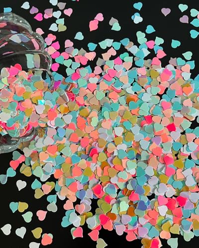 Iridescent Heart Confetti Multicolor Valentines Day Table Scatter Sequins Heart Scatter for Wedding Bridal Shower Birthday Party