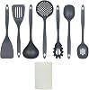 Set de utensilios de cocina Glad, 8 piezas antiadherentes con soporte, incluye cuchara de nailon, cucharón, espumadera, servidor de espagueti y espátula, apto para lavavajillas, gris 3