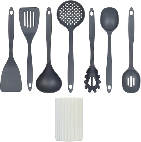 Miniatura 2 de Glad Juego de utensilios de cocina, 8 piezas, herramientas de cocina antiadherentes con soporte para utensilios, cuchara de nailon, cucharón,