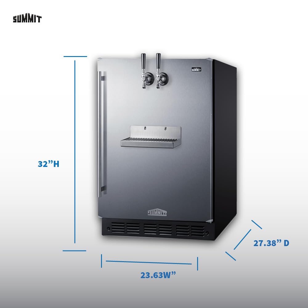 Summit 24" Undercounter Kegerator, Dual Front Beer Tap, No Drill Beer Dispenser, ADA Compliant, Stainless Steel - Sbc7brsfrtpada on Fridge.com - View 3