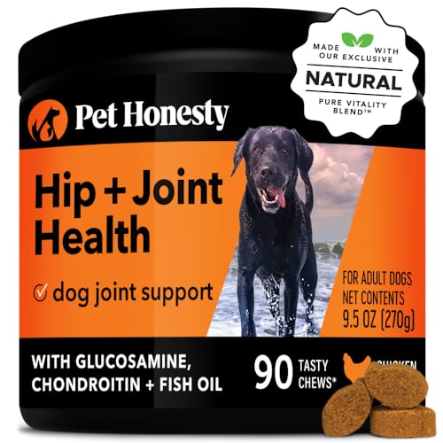 Pet Honesty Hip & Joint Health, Dog Joint Supplement Support, Glucosamine Chondroitin, MSM, Turmeric, Anti inflammatory for Dogs, Advanced Pet Vitamin, Joint Chews Support and Mobility (Chicken)