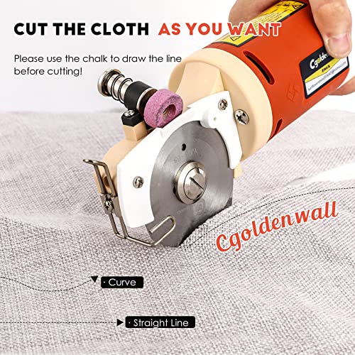 Cgoldenwall Electric Rotary Fabric Cutter, Multi-Layer Electric Fabric Scissors, 0.86" Cutting Thickness, For Cloth Fabric Leather And Carpet, With Replacement Blades, Sharpening Stones And More, 110V #TOP1