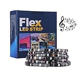 Tingkam Party Essentials Music Controller LED Strip Light Kit 5M 150 leds 5050 Waterproof RGB Flexible Led Bands 20 Key Music Controller 2.5A US Power Supply