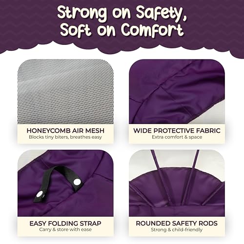 Image of Weird Wolf Foldable Baby Mosquito Net, Bottomless Net for Infants, for Safe & Easy Use | 107 x 74 x 55 cms Mosquito Net for Baby, Toddlers & Infant (0-36 Months), 6 Months Warranty, Purple