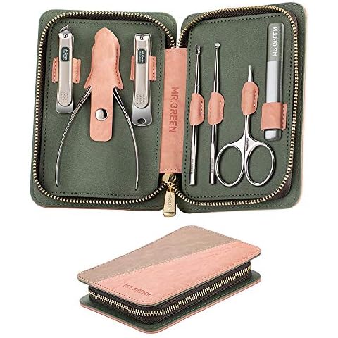 Manicure Set, Nail Clipper Set,7 in 1 Professional Manicure Pedicure Set, Stainless Steel Professional Grooming Kit with Leather case Portable Travel Nail Clipper Set for Men and Women Cover