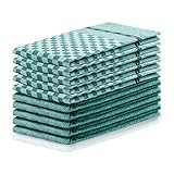 DecoKing 10er Set Küchentücher 50x70 cm mit Aufhänger 100% Baumwolle Dunkelgrün Grün hochwertige Geschirrtücher Louie