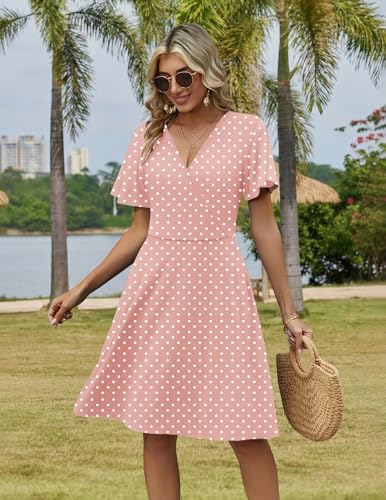 Image of Zeagoo Womens Summer Dresses Wrap V Neck Dress Floral A-Line Ruffle Sleeve Casual Sundress with Pockets 2026