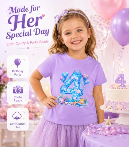 Image of Lovekider Girls Birthday T Shirts Cotton Short Sleeve T-Shirts Tee Party Clothing 3-6 Years