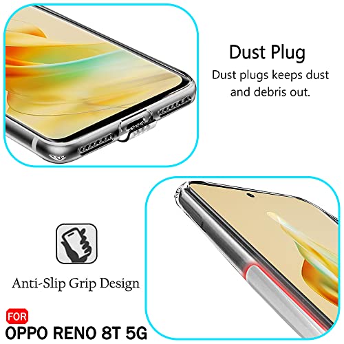 Image of TheGiftKart Best Camera Protection Back Cover Case for Oppo Reno 8T 5G | Ultra Clear Soft Case | Inbuilt Dust Plugs & Anti-Slip Grip | Slim & Protective Back (Silicone | Transparent)