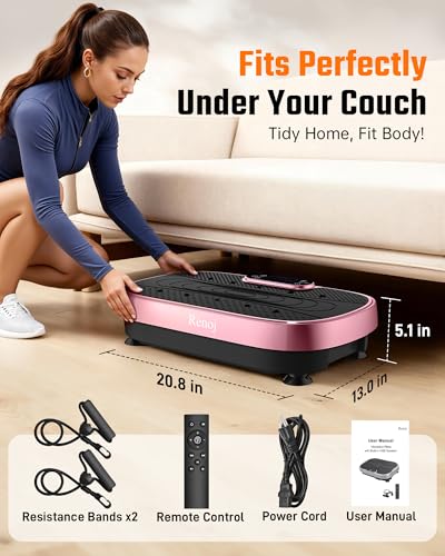 Image of Renoj Vibration Plate Exercise Machine, 3D Whole Body Vibration Platform for Lymphatic Drainage and Muscle Recovery, 455-lb Capacity Fitness Machine with Bluetooth Speaker and LED Display for Home Gym