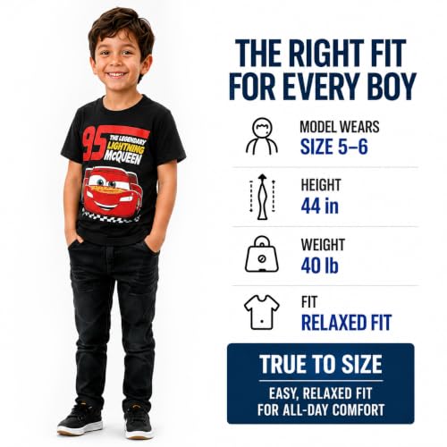 Disney Boys Graphic Tee 2 Pack Cars Lightning McQueen Shirts for Boys | Soft Cotton-Blend Tees, Crew Neck, Short or Long Sleeve, Pull-On Closure, Regular Fit - image 7