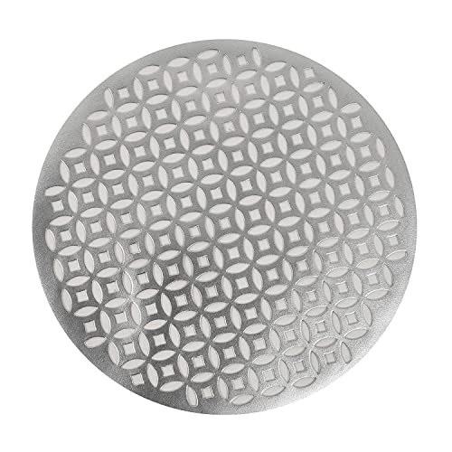 Image of Kuber Industries Round Shape Placemats,Washable Soft Leather Heat Resistant Table Mats,Non-Slip PVC Placemats for Dining Table Sets of 6 (Silver)-KUBMART15620, Standard