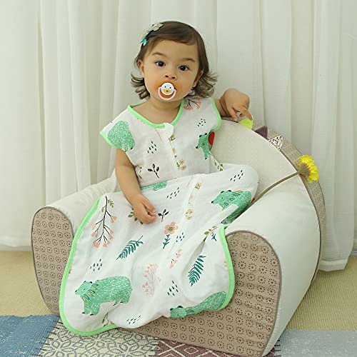 Image of Toddler Sleep Sack 2-3T Muslin 0.5 TOG Lightweight Baby Sleeping Bag, Soft Cotton Breathable Wearable Blanket for Summer, Easy Diaper Change, All Season Use