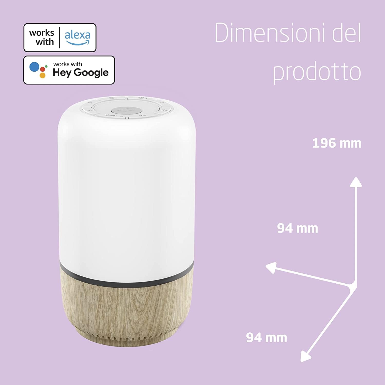 Maxi-Cosi Soothe Luce notturna intelligente per bambini con rumore bianco e musica, aiuta a sviluppare routine del sonno, attivabile con app o comando vocale, compatibile con Alexa e Google Home