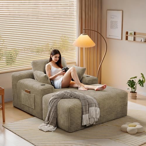 CHORRO67 Oversized Corduroy Lounge Sofa with Pillows