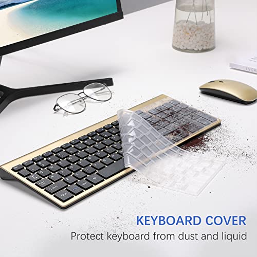 TopMate Wireless Keyboard and Mouse Ultra Slim Combo, 2.4G Silent Compact USB 2400DPI Mouse and Scissor Switch Keyboard Set with Cover, Batteries Included, for PC/Laptop/Windows/Mac - Gold Black by TopMate - Image 5