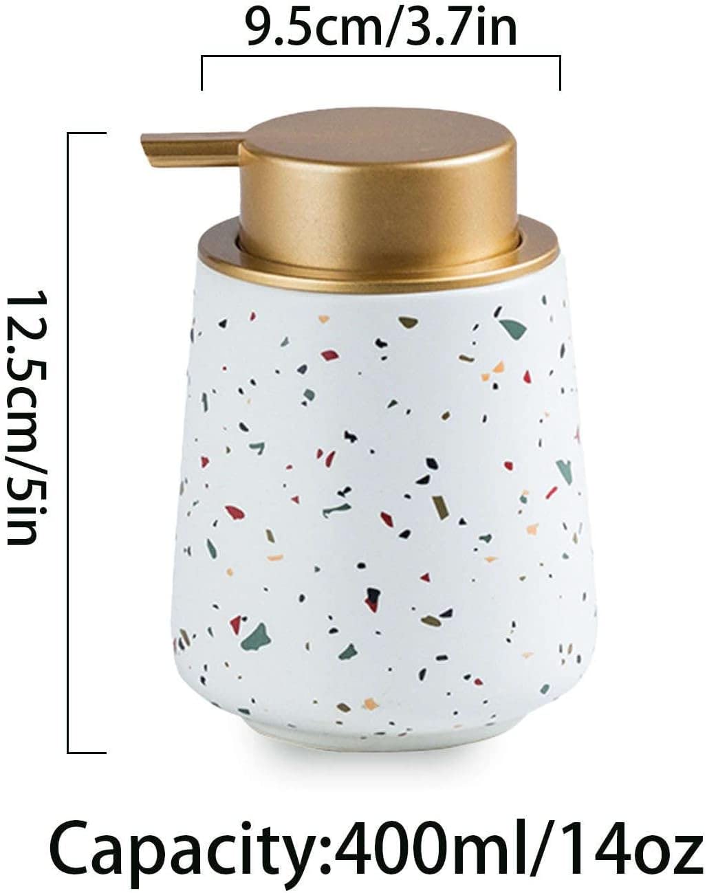 Dozownik mydła do rąk, Ceramiczna butelka stożkowa z możliwością wielokrotnego napełniania, dozownik szamponu do mydła w płynie blatu toaletki, kolorowe fragmenty, 370-400 ml, 1 szt(400ml)