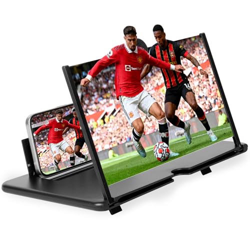 Mobile Phone Magnifier Screen,2026 New 3D HD Magnifier Projector Screen Enlarger for Movies,Videos,Gaming and Travel,Foldable Phone Stand with Screen Amplifier,Supports All Smartphones (Black, 12inch)