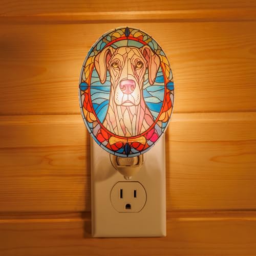 Image of Dog Night Light Great Dane, Stained Glass Styled Plug-in Wall Nightlight, Bulb Included, Pet Memorial Dog Lover Gift, Bedroom Hallway Bathroom Decor, Manual On /Off Switch