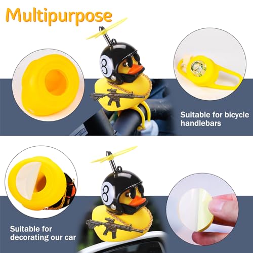 Image of wonuu Rubber Duck Car Ornaments, Squeeze Duck Dashboard Decorations Bicycle Decor for Cycling Motorcycle & Bicycle Accessories Decorations (Black 8-L&G)