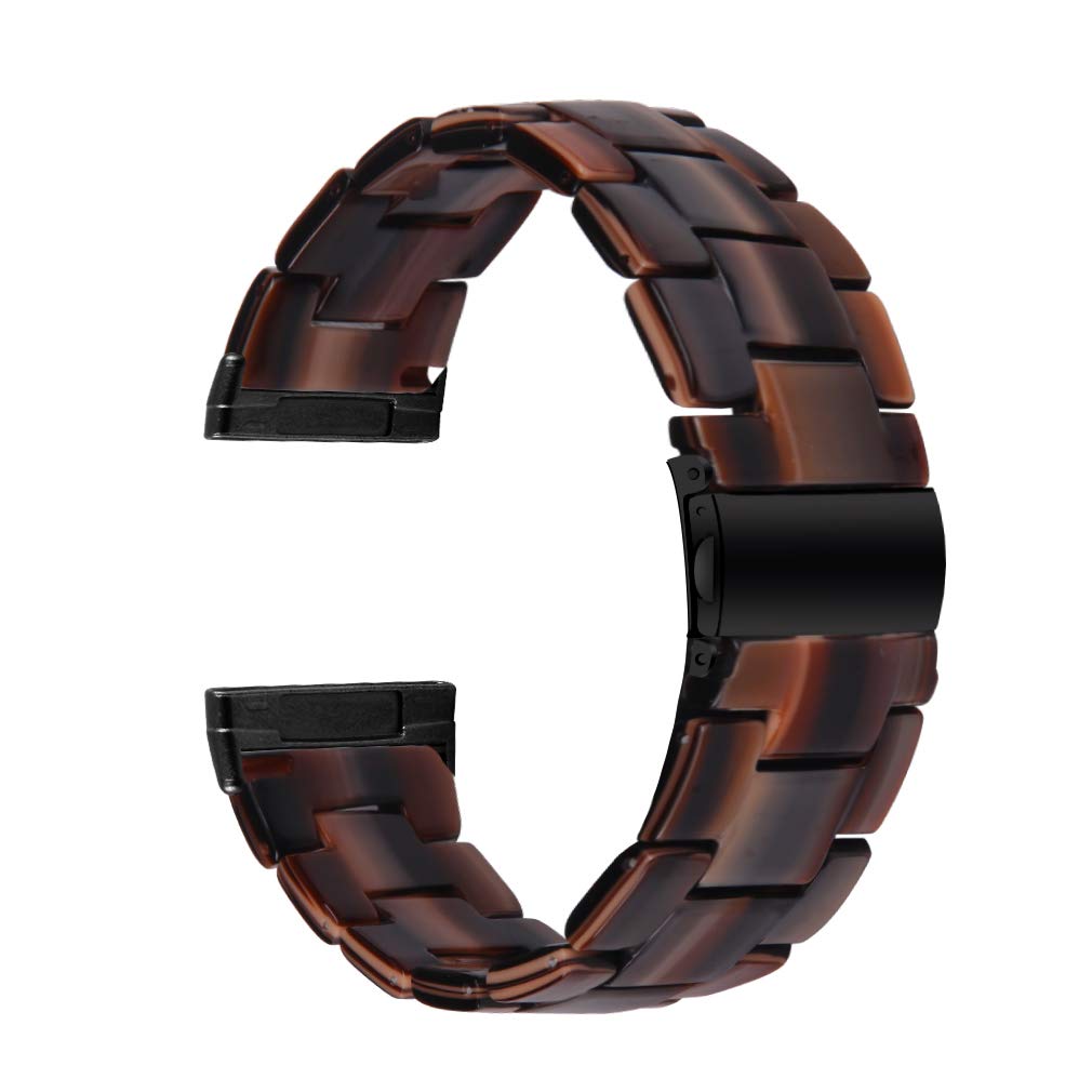 Jennyfly Versa 3 Replacement Bracelet Strap, Women Men Resin Watch Band Lightweight Sport Strap with Metal Stainless Steel Buckle Adjustable 5.5-7.87 inch for Fitbit Sense/Versa 3 - Chocolate