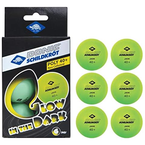 Donic-Schildkröt Glow in the Dark Table Tennis Balls, 6 Light Green Fluorescent Balls, Poly 40+ Quality, for Dusk and Dark Play, 608507 Cover