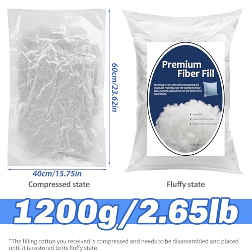 Image of Bupete 2.6lb /41.6oz Polyfill Stuffing, (1.8oz~4.18lb) Pillow Stuffing | Pillow Filling Stuffing for Couch Pillows, Stuffing for Pillows, Fiber Filling Stuffing, Polyester Fiberfill Stuffing