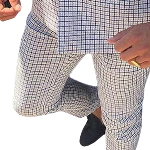 Men Slim Fit Plaid Tuxedos for Wedding Double Breasted Fashion Men Plaid Mens 2 Piece Slim Fit Plaids Suit3