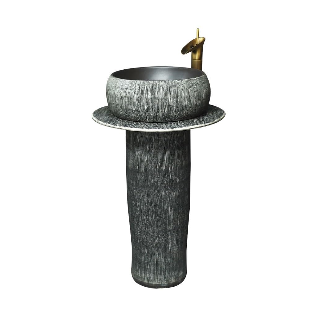 Bathroom Sink Household Floor-Standing Ceramic Pedestal Basin Courtyard Outdoor Wash Basin Pedestal Wash Basin Bathroom Vanity