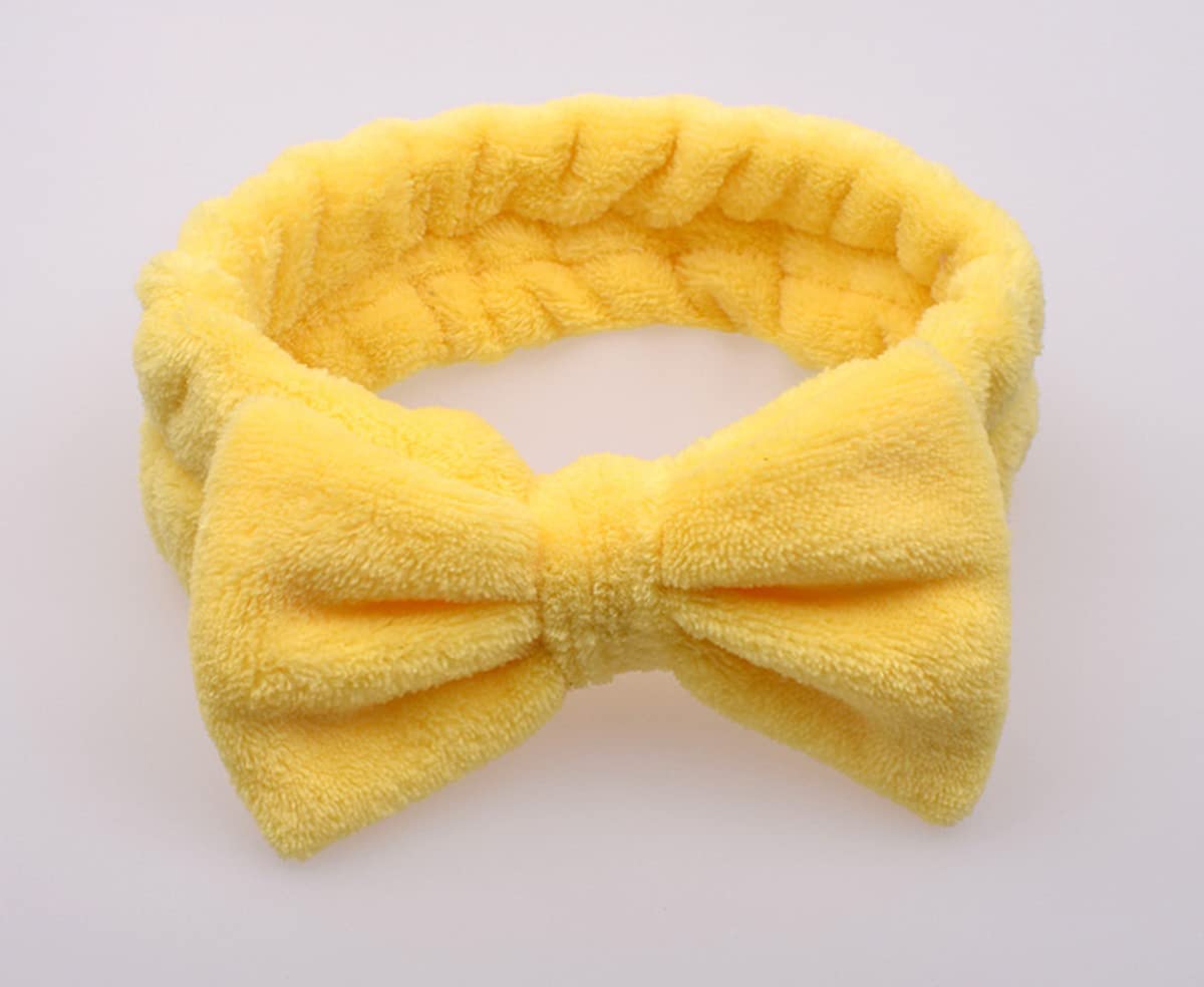 scicent Spa Headbands for Girl Fluffy Headband for Washing Face Elastic Bowknot Hair Bands with 2 Pcs Mask Brushes - Image 2