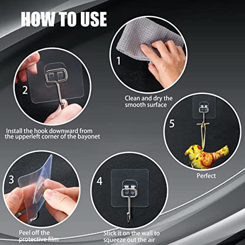 Large Adhesive Hooks, 16 Pack Heavy Duty Hold 44Lb(Max) Sticky Hooks, Waterproof And Rustproof Wall Hooks For Hanging, Self-Adhesive Traceless Clear Wall Hooks To Use For Kitchen Bathroom Home Office #TOP6