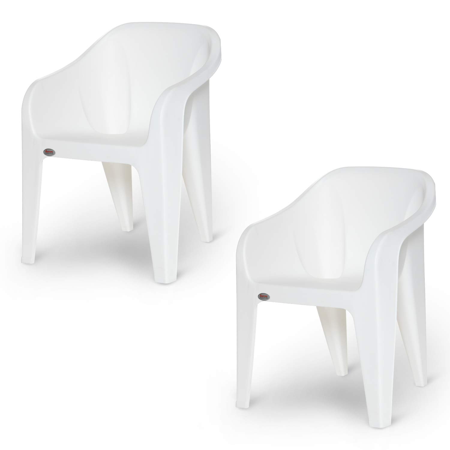 Supreme Futura Plastic Chairs for Home and Office (Set of 2, Milky White)