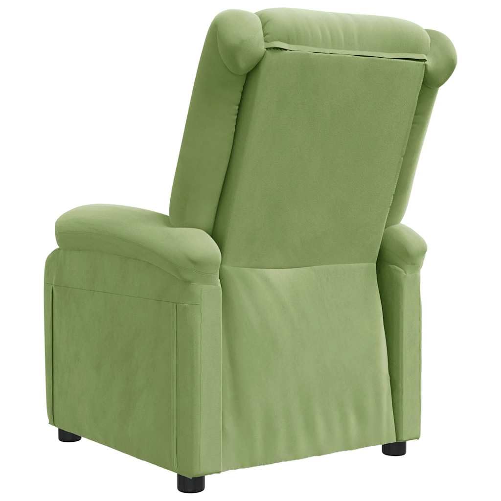 Sillón de relax de terciopelo verde claro, función reclinable manual, cómoda silla tapizada para salón y dormitorio, respaldo ajustable, cómodo sillón de lectura