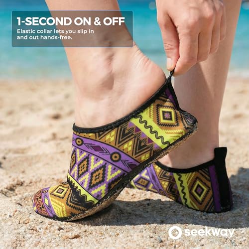 Image of SEEKWAY Water Shoes Women Men Adult Quick-Dry Aqua Socks Barefoot Non Slip for Beach Swim River Pool Lake surf Black SK002(U)