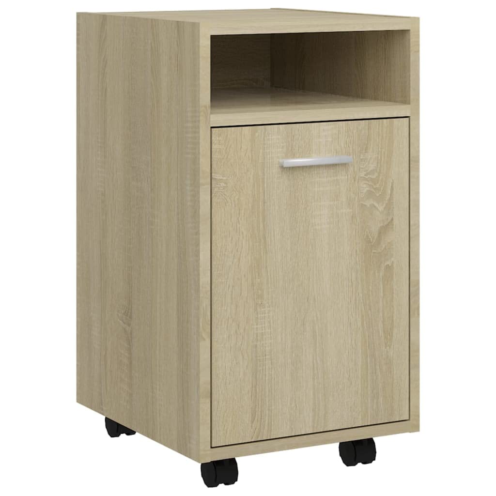 Armadietto da ufficio, armadietto autoportante, per aziende, ufficio, scuola, soggiorno, camera da letto, con ruote, rovere Sonoma, 33 x 38 x 60 cm, truciolato