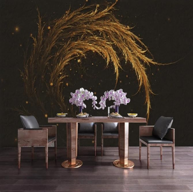 Art moderne 3D plume d'or grand panoramique mural pour salon