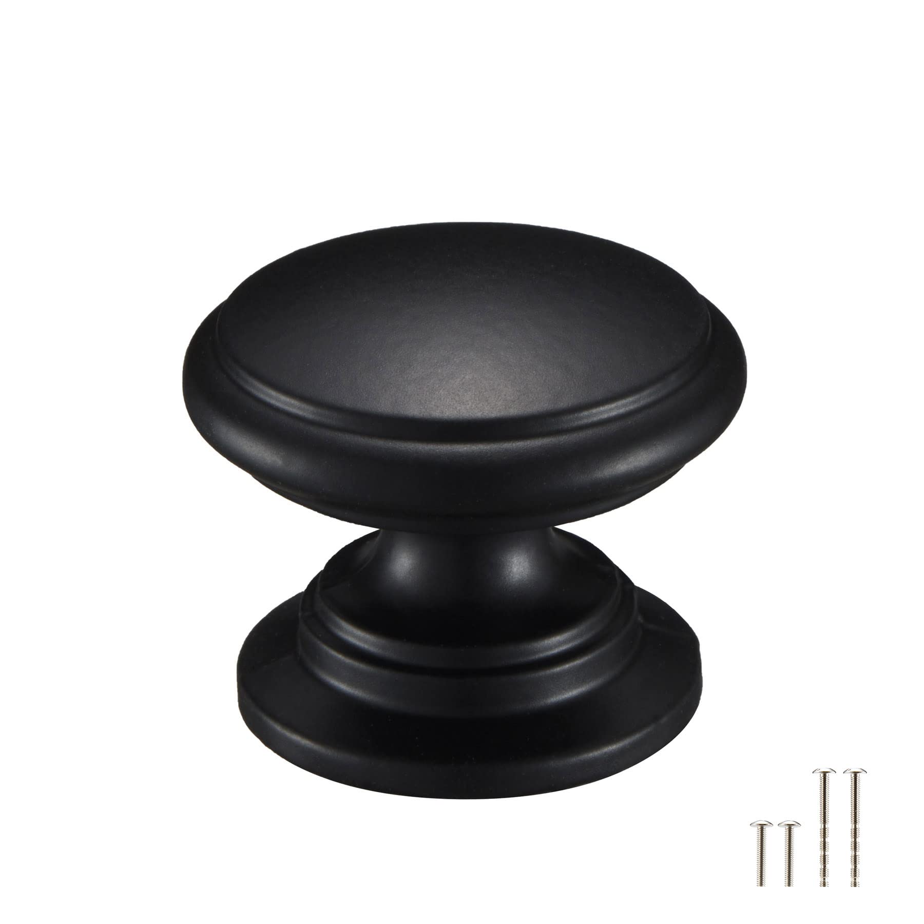 skohom 10 Pack Drawer knobs Flat Black Round Cabinet knobs Wide Base,1 1/4 inch (32mm) Cabinet knobs Black,Kitchen Cupboard knobs,Drawer knobs,Black Drawer knob