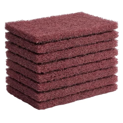 Scotch Brite Abrasive Pads 8 Red Scouring Pads for Wood Polishing and Metal Rust Removal Stainless Steel Cleaning and Kitchen Scrubbing 11.5 x 15 cm Scourer Pads for Multi-Surface Maintenance